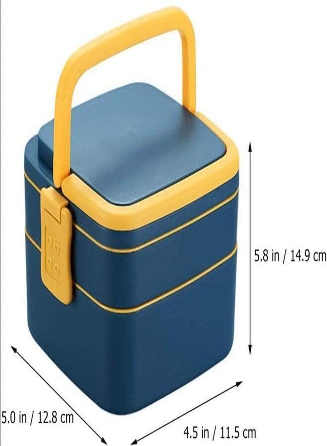 BLAGO 2 Compartment Lunch Box for Kids Reusable Microwave Freezer Safe Food Containers with Spoon for Adults and Kids (1Pc - Multicolor) (Square Travel Lunch Box) - Image 4